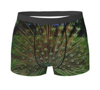 BLWSLC Boxer imprimé paons, doux, élastique, respirant, séchage rapide et évacuation de l'humidité, Noir , XXL