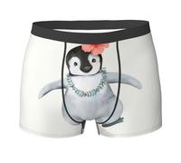 BLWSLC Boxer imprimé pingouin portant des fleurs, doux, élastique, respirant, séchage rapide et évacuation de l'humidité, Noir , L