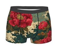 BLWSLC Boxer japonais Ukiyo-e imprimé double face pour homme, Noir, XX-Large-3X-Large