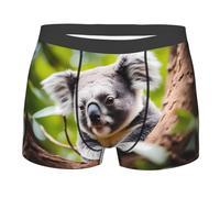 BLWSLC Boxer pour homme Happy Cute koala imprimé caleçons boxeurs élastiques respirants et confortables 5 tailles, Noir/blanc, Small Big