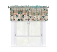 BLWSLC Cantonnière imprimée tortue de mer, étoile de mer, rideau court, décoration d'intérieur adaptée pour la cuisine, la salle de bain, la buanderie, etc.