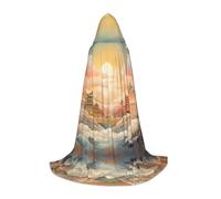 BLWSLC Cape à capuche City Sunrise imprimée longue et moyenne pour les fêtes de vacances, le cosplay et les fêtes costumées