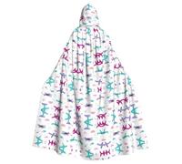 BLWSLC Cape à capuche d'Halloween pour adulte avec imprimé avion de dessin animé, convient pour les fêtes de fin d'année