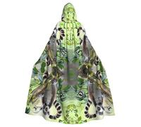 BLWSLC Cape à capuche d'Halloween pour adulte avec imprimé lémurien en queue de cercle, convient pour les fêtes de fin d'année