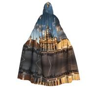 BLWSLC Cape à capuche d'Halloween pour adulte Basilique Saint-Pierre imprimée festive cape à capuche adaptée pour les fêtes de vacances costume
