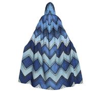 BLWSLC Cape à capuche d'Halloween pour adulte - Imprimé denim bleu dégradé - Cape à capuche festive adaptée pour les fêtes et le cosplay