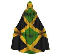 BLWSLC Cape à capuche d'Halloween pour adulte - Imprimé drapeau jamaïcain - Cape festive à capuche adaptée pour les fêtes de fin d'année