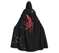 BLWSLC Cape à capuche d'Halloween pour adulte - Imprimé fraise calamar - Convient pour les fêtes festives et le cosplay