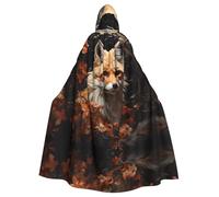 BLWSLC Cape à capuche d'Halloween pour adulte - Imprimé renard et fleurs - Cape festive à capuche adaptée pour les fêtes de fin d'année