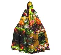 BLWSLC Cape à capuche d'Halloween pour adulte - Imprimé salades - Cape festive à capuche adaptée pour les fêtes de fin d'année