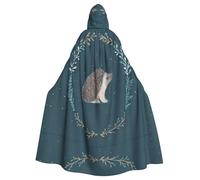 BLWSLC Cape à capuche d'Halloween pour adulte - Joli petit hérisson imprimé - Cape à capuche festive adaptée pour les fêtes et le cosplay