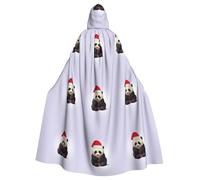 BLWSLC Cape à capuche d'Halloween pour adulte Panda portant un chapeau de Père Noël imprimé cape à capuche festive adaptée pour les fêtes de fin d'année