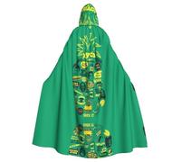 BLWSLC Cape à capuche imprimée avec citation d'ananas psychologique, longue cape décorative, adaptée pour le cosplay, les spectacles sur scène ou les fêtes de vacances.
