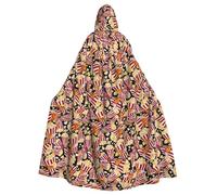 BLWSLC Cape à capuche imprimée avec imprimé popcorn d'Halloween adaptée pour les fêtes de famille d'Halloween