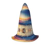 BLWSLC Cape à capuche imprimée avec vue sur le coucher de soleil sur la plage - Cape à capuche parfaite pour le cosplay A Holiday Essential M