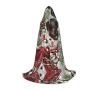BLWSLC Cape à capuche imprimée bonhomme de neige et oiseau pour cosplay, parfaite pour le cosplay, A, essentiel des vacances, taille L