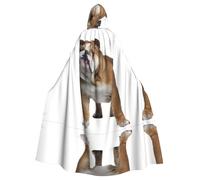 BLWSLC Cape à capuche imprimée bouledogue anglais pour adulte - Grande cape à capuche pour Halloween - Convient pour les fêtes de vacances et les spectacles sur scène