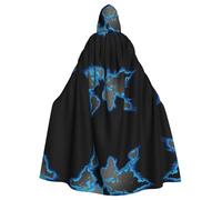 BLWSLC Cape à capuche imprimée carte du monde pour adulte, costume de scène sans fermeture éclair, convient pour bal masqué et cosplay