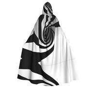 BLWSLC Cape à capuche imprimée cercle abstrait pour Halloween, costume de scène pour adulte, cape à capuche sans fermeture éclair, convient pour bal masqué, cosplay