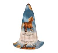 BLWSLC Cape à capuche imprimée cheval qui court rouge, parfaite pour le cosplay, A, essentiel des vacances, taille L