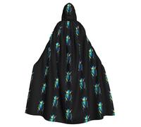 BLWSLC Cape à capuche imprimée coccinelle métallique, style long, adaptée pour le cosplay, les spectacles sur scène ou les fêtes de vacances.