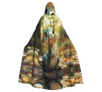 BLWSLC Cape à capuche imprimée d'animaux primitifs, longue cape décorative, adaptée pour le cosplay, les spectacles sur scène ou les fêtes de vacances.