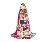 BLWSLC Cape à capuche imprimée dans le journal scolaire en anglais, parfaite pour le cosplay, A, essentiel des vacances, taille M