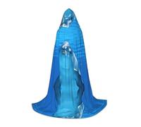 BLWSLC Cape à capuche imprimée dauphin souriant pour adolescent, 3 tailles L, parfaite pour les fêtes de vacances et les spectacles sur scène