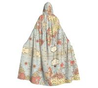 BLWSLC Cape à capuche imprimée de cartes du monde pour adulte, costume de scène, sans fermeture éclair, convient pour la mascarade et le cosplay