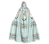 BLWSLC Cape à capuche imprimée Happy Easter Eggs Bunny Tail Halloween Costume de scène adulte Cape à capuche sans fermeture éclair Convient pour bal masqué Cosplay