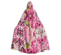 BLWSLC Cape à capuche imprimée oiseau dans un pêcher pour Halloween, costume de scène pour adulte, cape à capuche sans fermeture éclair, convient pour bal masqué, cosplay