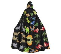 BLWSLC Cape à capuche imprimée pour adulte avec images de dinosaures de dessin animé pour Halloween, grande cape à capuche adaptée pour les fêtes de vacances et les spectacles sur scène