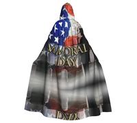 BLWSLC Cape à capuche imprimée pour fête commémorative des soldats militaires américains pour adultes, convient pour les spectacles et les fêtes