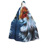 BLWSLC Cape à capuche imprimée renard art imprimé Halloween costume de scène adulte cape à capuche sans fermeture éclair convient pour bal masqué cosplay