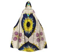 BLWSLC Cape à capuche imprimée soleil cœur dessin animé, longue cape décorative, adaptée pour le cosplay, les spectacles sur scène ou les fêtes de vacances.