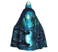 BLWSLC Cape à capuche imprimée Water Moon Cave, longue cape décorative, adaptée pour le cosplay, les spectacles sur scène ou les fêtes de vacances.