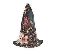 BLWSLC Cape à capuche longue et moyenne imprimée de fleurs de minuit pour les fêtes de vacances, le cosplay et les fêtes costumées