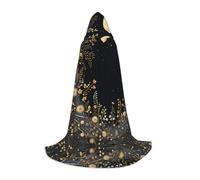 BLWSLC Cape à capuche longue et moyenne imprimée lune dorée pour fêtes de vacances, cosplay et fêtes costumées