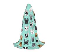 BLWSLC Cape à capuche motif bouledogues français pour adolescent, cosplay, déguisement et fête de vacances