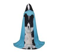 BLWSLC Cape à capuche pour adolescent Border Collie imprimée Stage Performance Cape 3 tailles L Parfait pour les fêtes de vacances et les spectacles sur scène