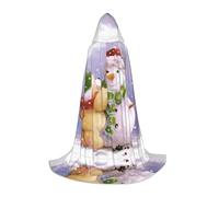 BLWSLC Cape à capuche pour adolescent - Imprimé bonhomme de neige - 3 tailles L - Parfaite pour les fêtes de vacances et les spectacles sur scène