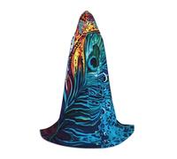 BLWSLC Cape à capuche pour adolescent - Imprimé paon coloré - 3 tailles L - Parfaite pour les fêtes de vacances et les spectacles sur scène