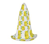 BLWSLC Cape à capuche pour adolescent Jaune citron Imprimé Stage Performance Cape 3 tailles L Parfait pour les fêtes de vacances et les spectacles sur scène