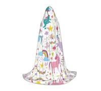 BLWSLC Cape à capuche pour adolescent Licornes Rose Imprimé Stage Performance Cape 3 tailles L Parfait pour les fêtes de vacances et les spectacles sur scène