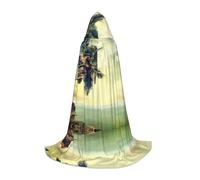 BLWSLC Cape à capuche pour adolescent motif Palm Tree Rocky Shore pour cosplay, déguisement et fête de vacances