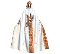 BLWSLC Cape à capuche pour adulte avec imprimé aquarelle de bébé girafe pour fête de vacances et spectacles sur scène