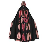 BLWSLC Cape à capuche pour adulte avec lettres d'amour imprimées pour Halloween, convient pour le cosplay et les spectacles sur scène