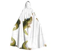 BLWSLC Cape à capuche pour adulte avec ligne de pêche mangeant un petit poisson imprimé cape à capuche adaptée pour les spectacles sur scène et les fêtes