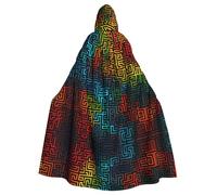 BLWSLC Cape à capuche pour adulte avec lignes de labyrinthe imprimées, convient pour les fêtes festives et les spectacles sur scène