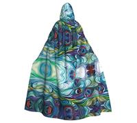 BLWSLC Cape à capuche pour adulte avec plumes abstraites imprimées - Convient pour les spectacles sur scène et les fêtes